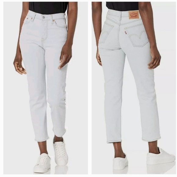 Levi's Wedgie High Rise Waisted Straight Jeans Light Blue Wash Vintage - Picture 5 of 11